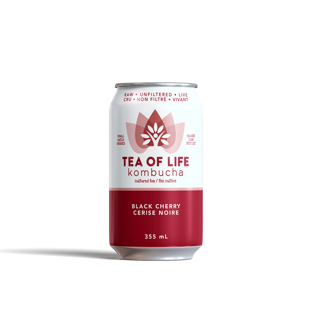 Tea of Life kombucha can on a white background
