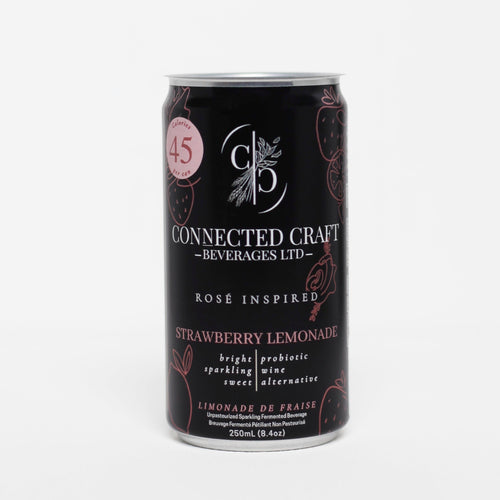 Connected Craft Beverages Strawberry Lemonade kombucha, 250mL can (official product photo)