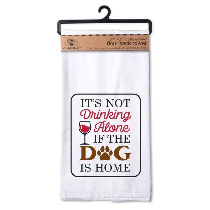 Flour Sack Towel - Not Drinking Alone - Dog