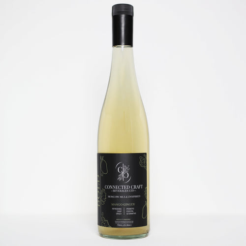 Connected Craft Beverages Mango Ginger kombucha, 750mL bottle (official product photo)