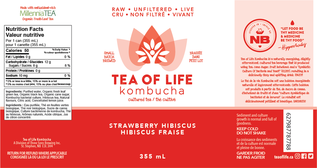 Tea of Life Strawberry Hibiscus Kombucha