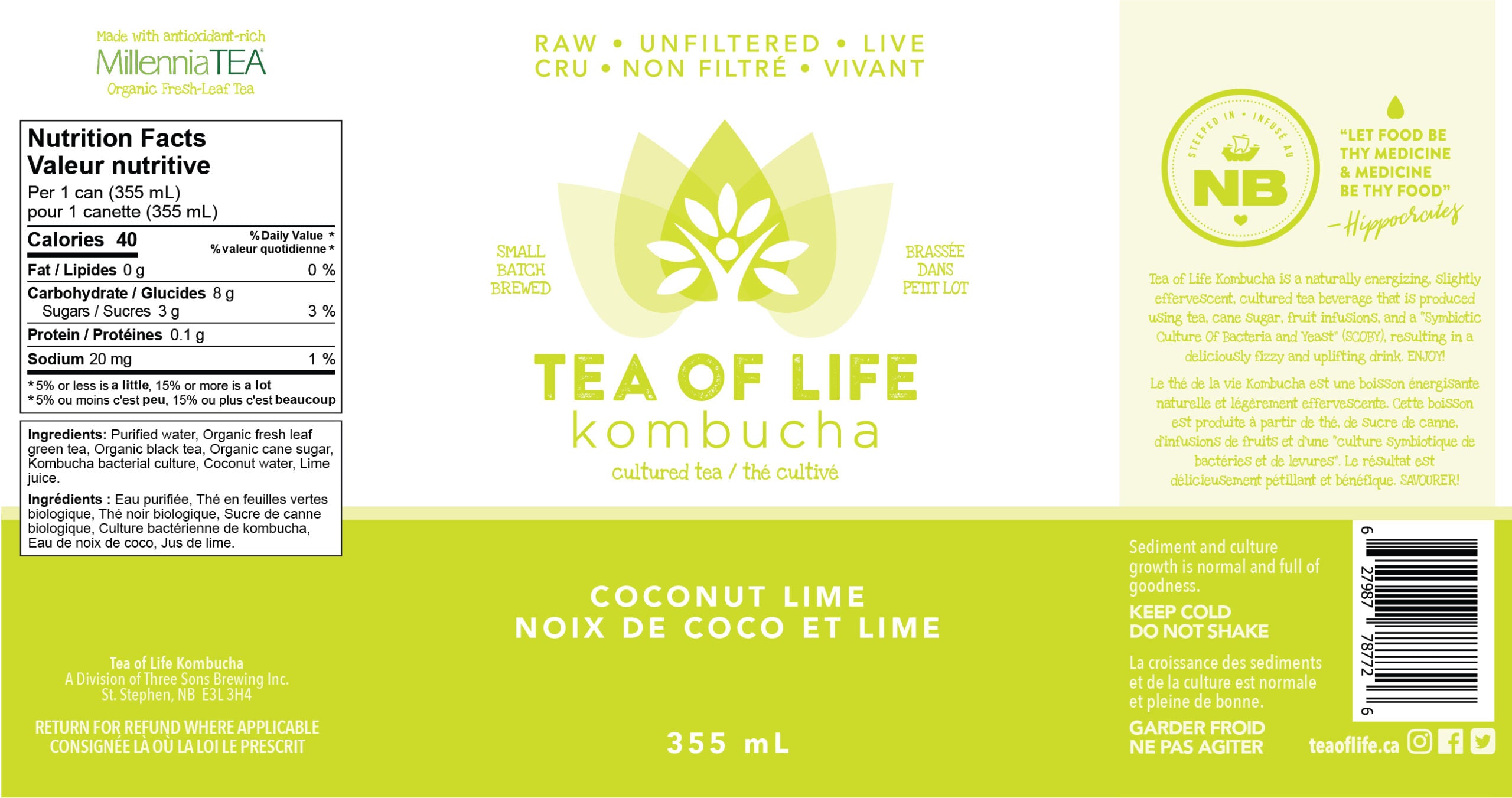 Tea of Life Coconut Lime Kombucha