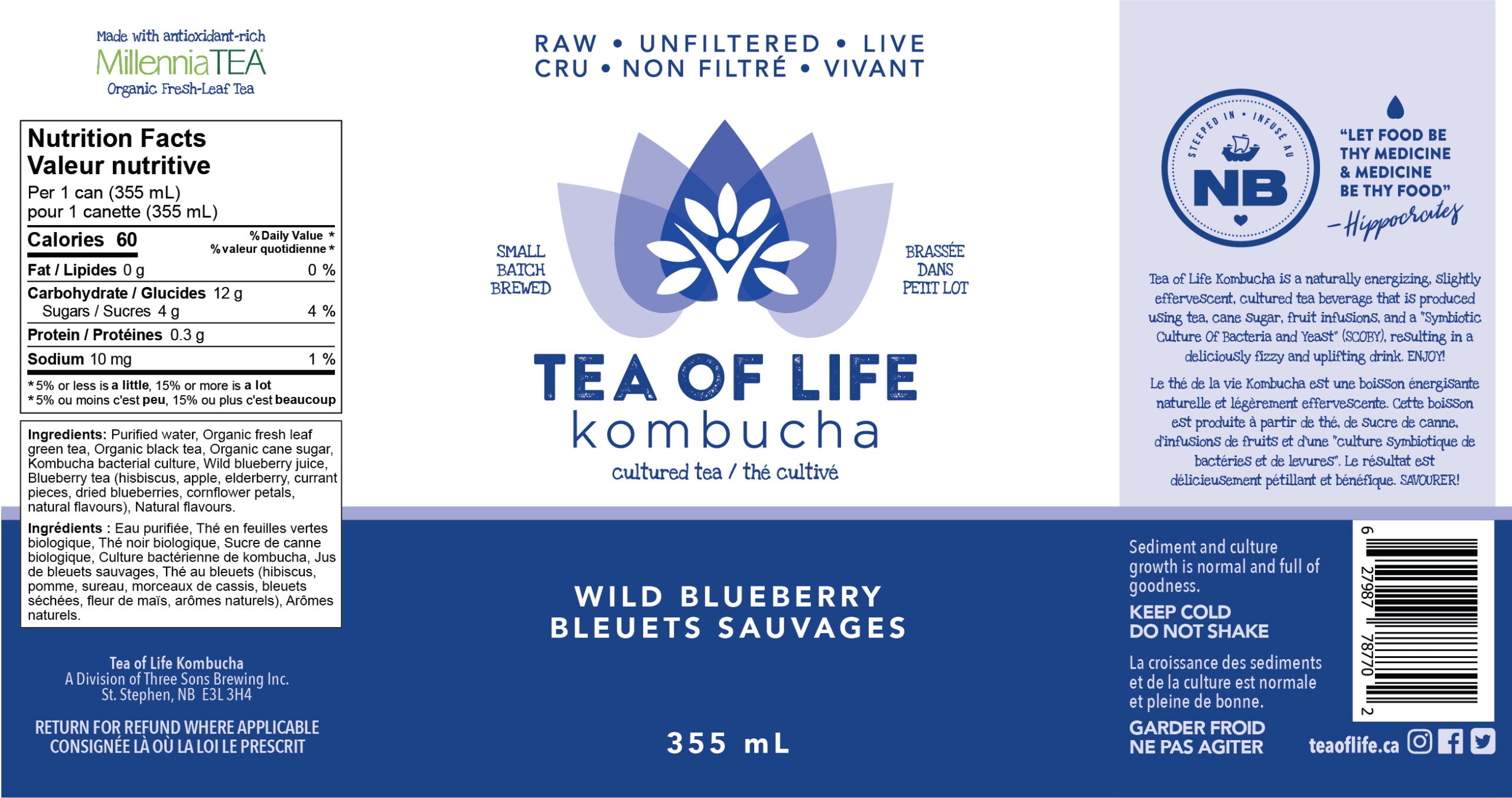 Tea of Life Wild Blueberry Kombucha