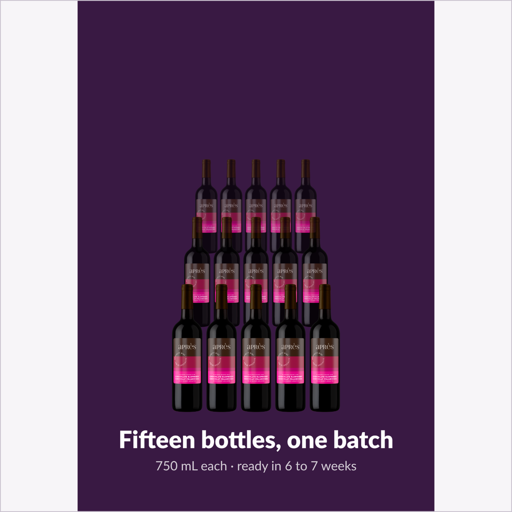 Apres Chocolate Raspberry Dessert Wine, fifteen bottle batch