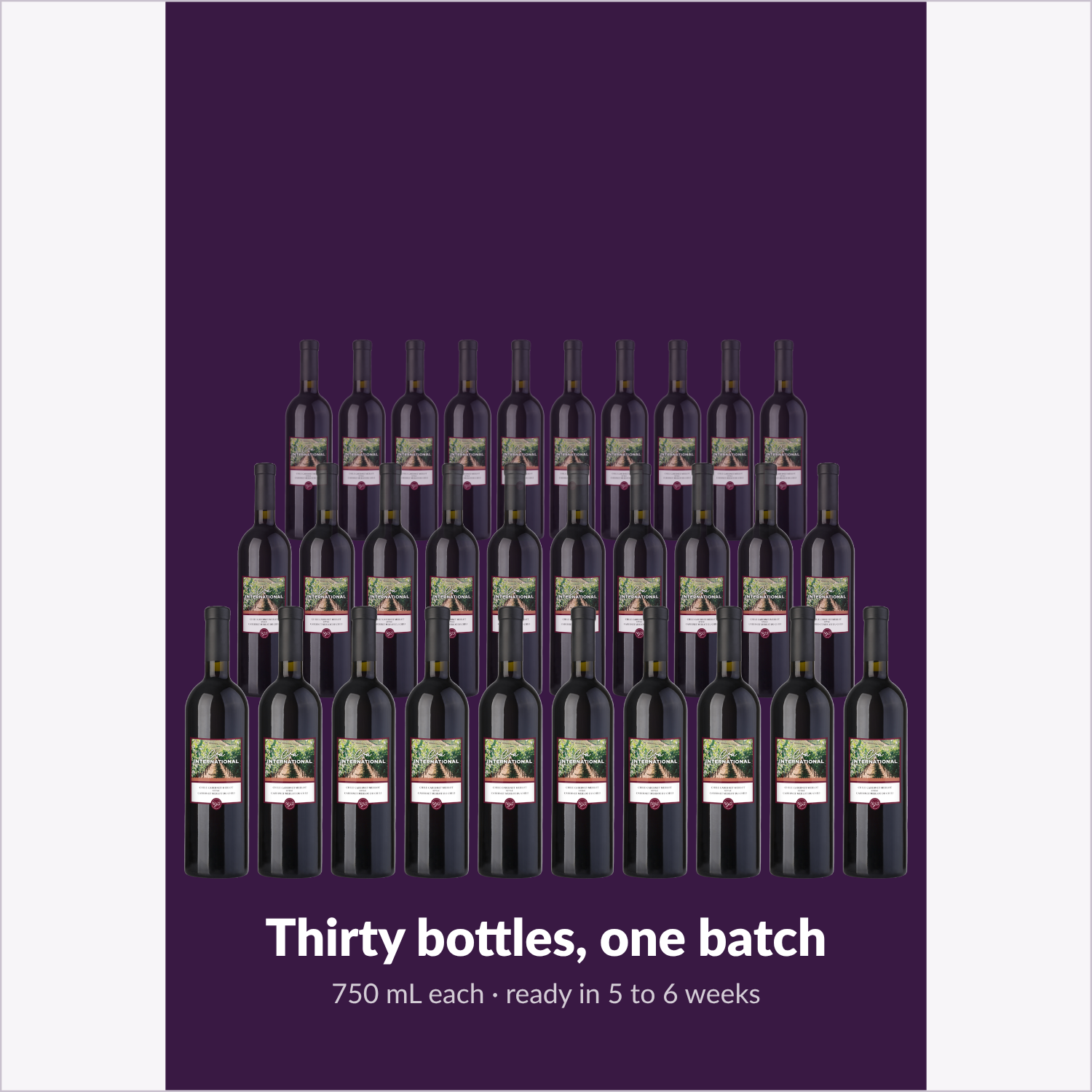 Cru International Cabernet Merlot — thirty bottles, one batch