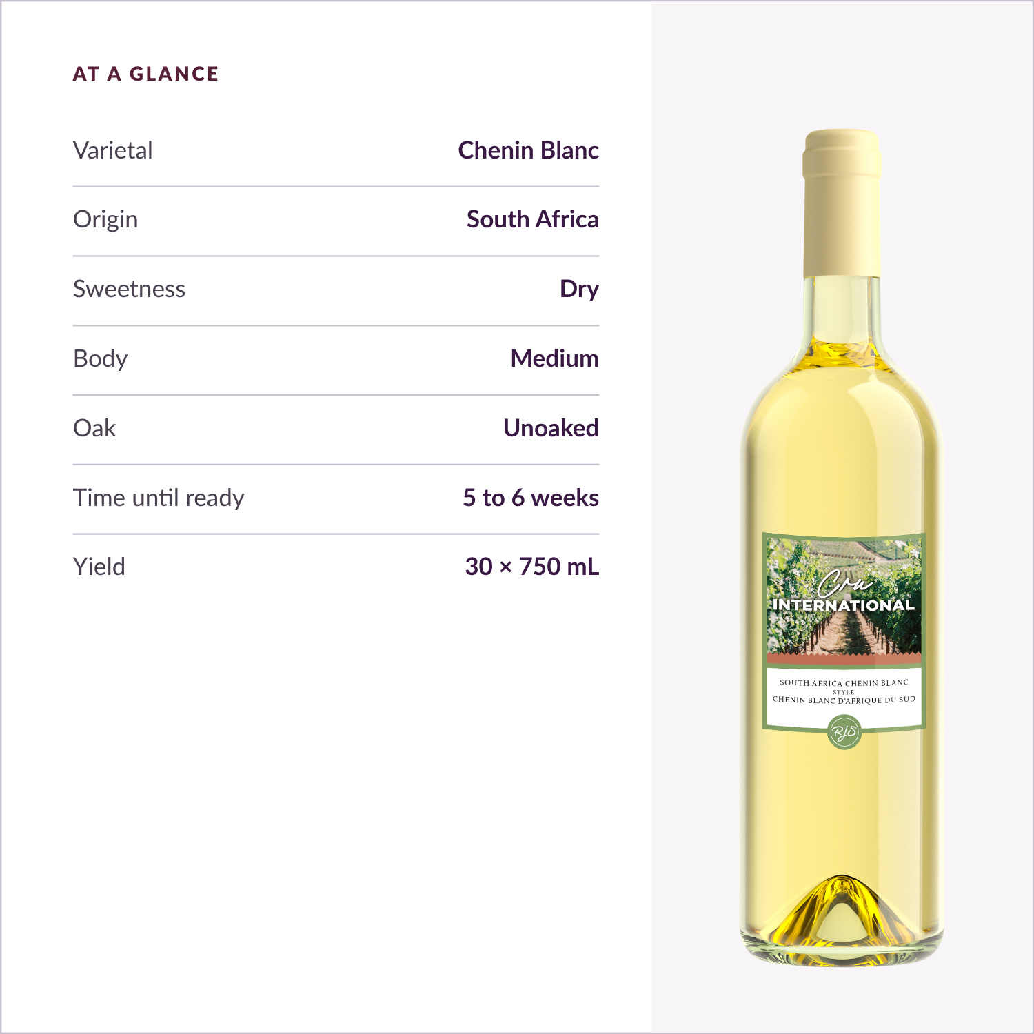 Cru International Chenin Blanc — at a glance specs