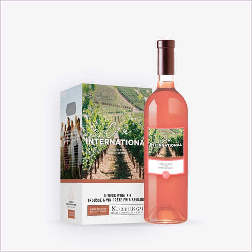 Cru International Rosé — wine kit and bottle