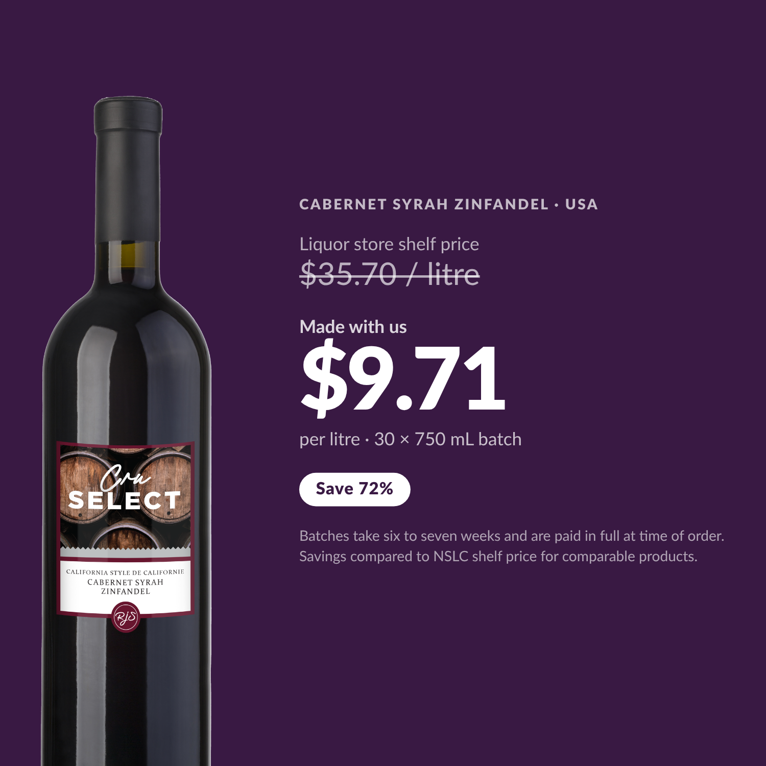 Cru Select Cabernet Syrah Zinfandel — $9.71 per litre made with us, save 72%