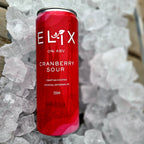 Elix Cranberry Sour can chilling on ice