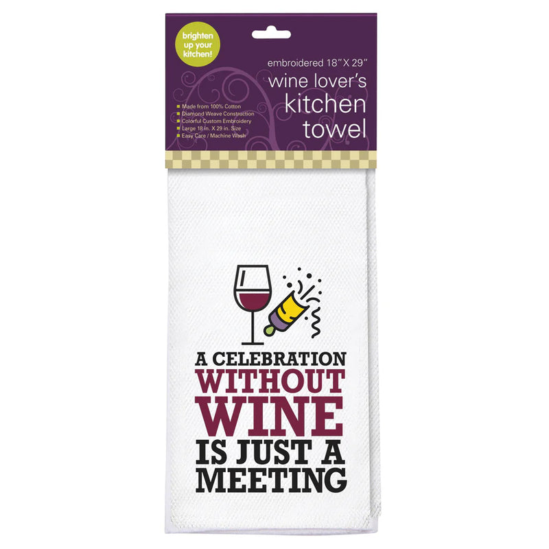 Embroidered Kit Towel - Celebration without Wine