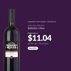 En Primeur Winery Series Cabernet Sauvignon costs about $11.04 per litre made at Water'n'Wine, against a liquor store shelf price of $60.01 per litre - a saving of 81%