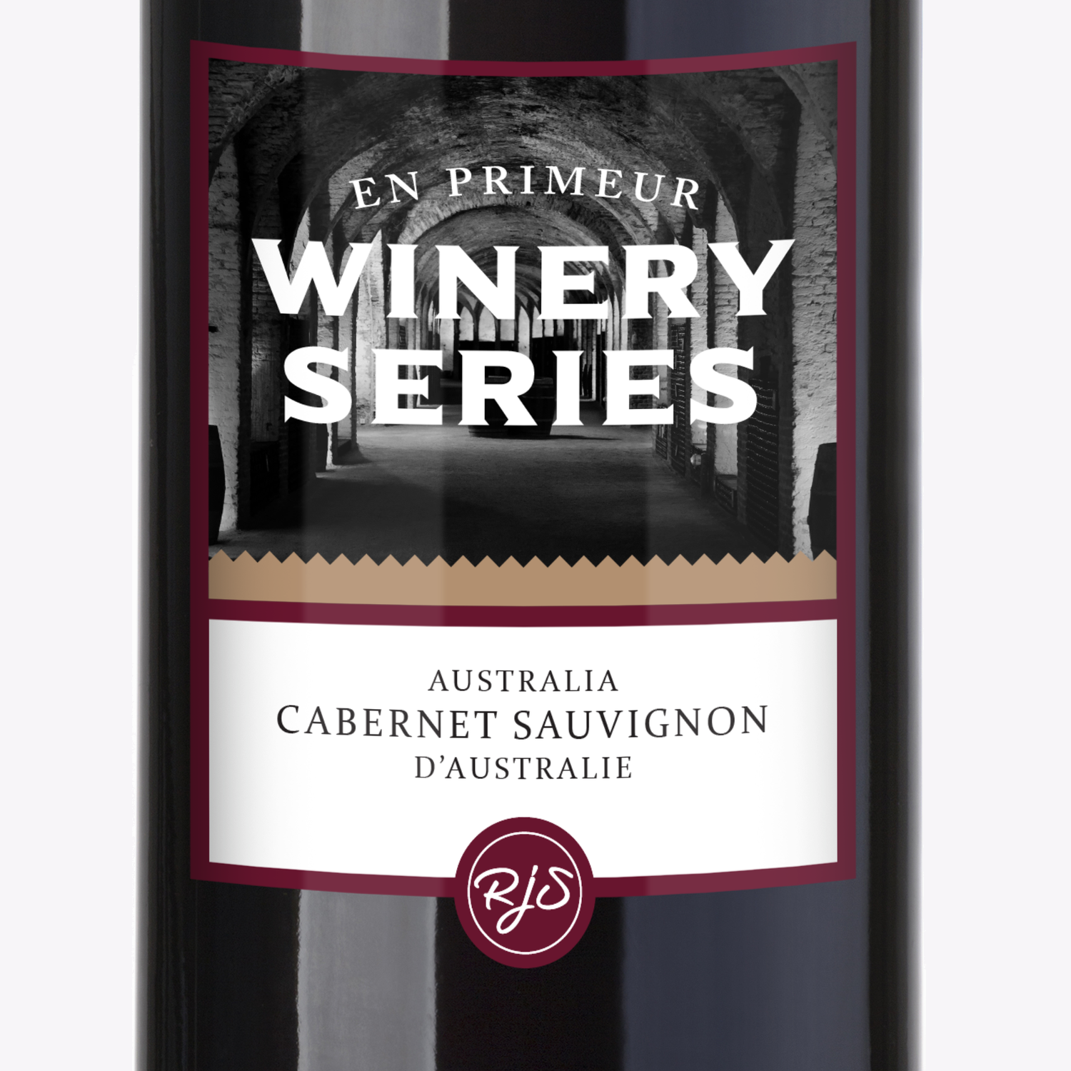 Close-up of the En Primeur Winery Series Australia Cabernet Sauvignon bottle label