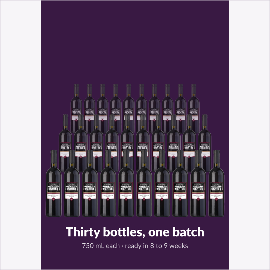 Thirty bottles from one batch of En Primeur Winery Series Cabernet Sauvignon, 750 mL each, ready in 8 to 9 weeks