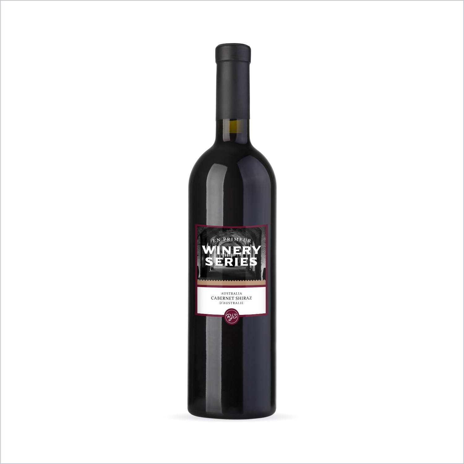 Bottle of En Primeur Winery Series Cabernet Shiraz on a white background