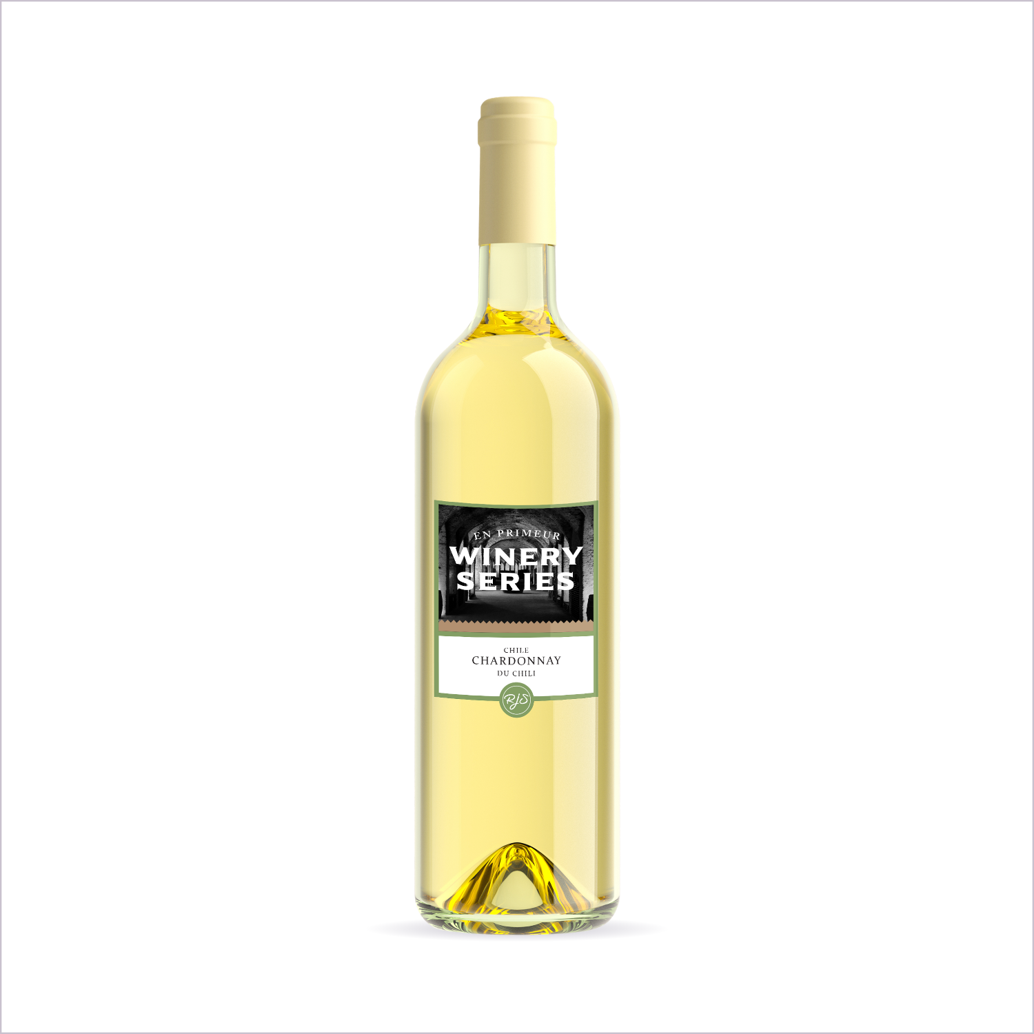 En Primeur Winery Series Chardonnay finished bottle on a white background
