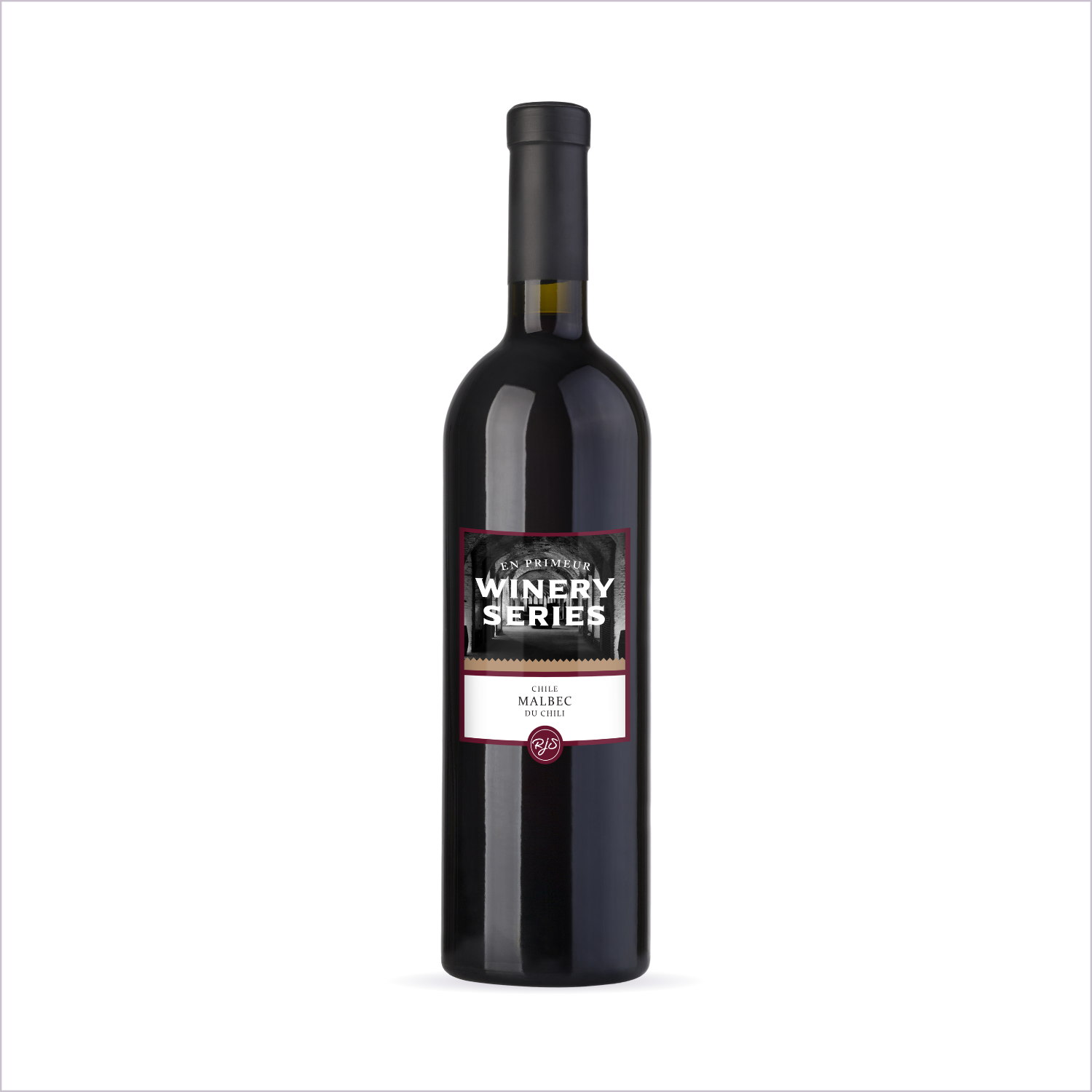 Finished bottle of En Primeur Winery Series Malbec on a white background