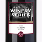 Close-up of the En Primeur Winery Series Chile Merlot wine label