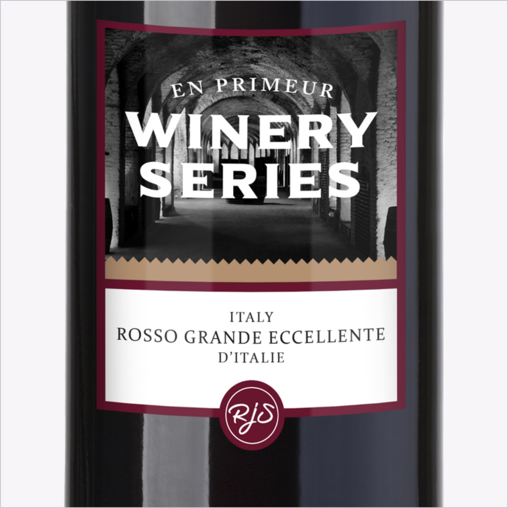 Close-up of the En Primeur Winery Series Rosso Grande Eccellente bottle label