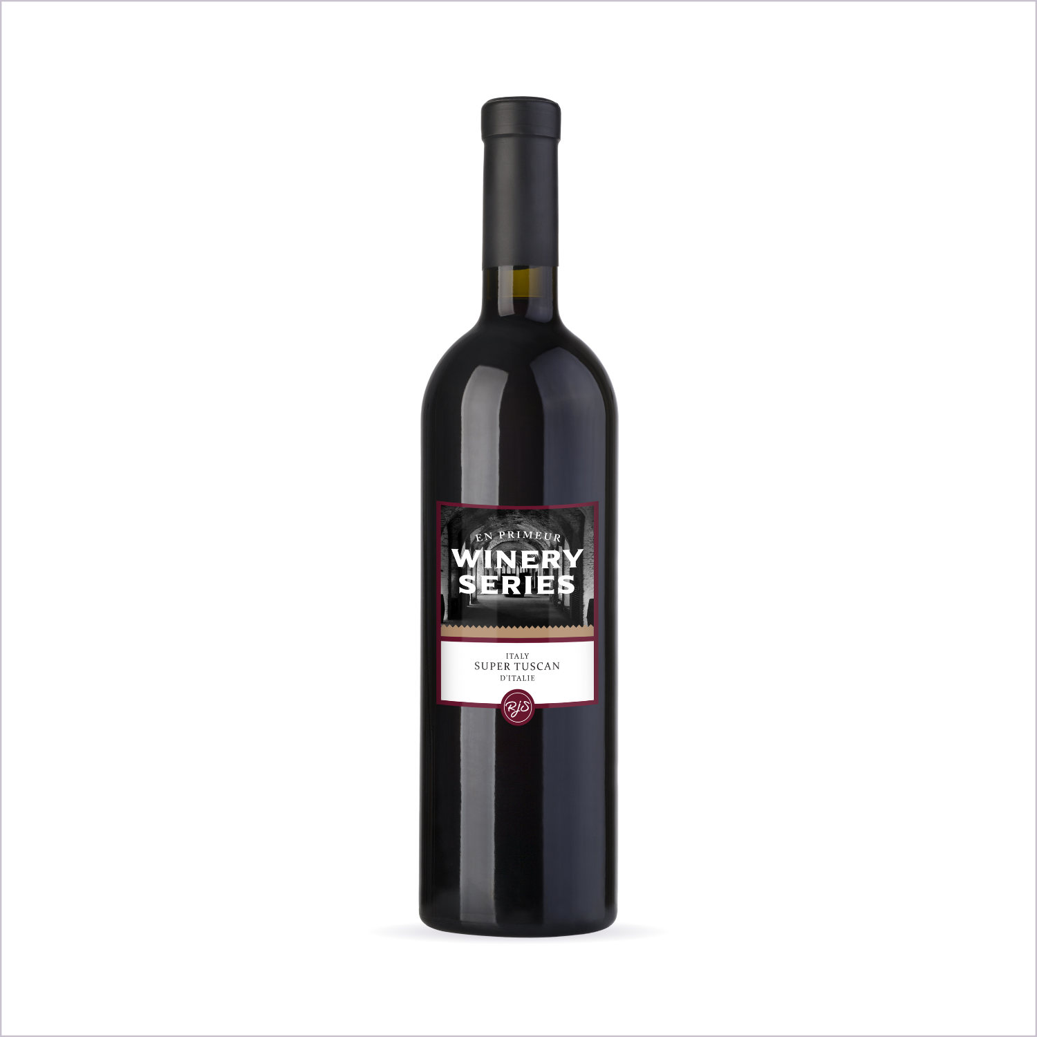 Finished bottle of En Primeur Winery Series Super Tuscan on a plain white background