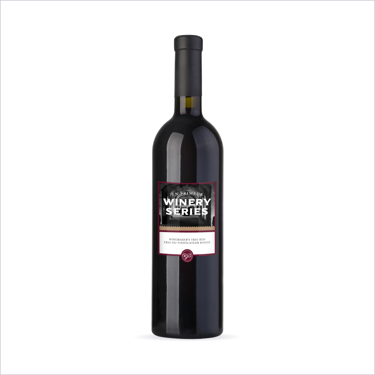 Bottle of En Primeur Winery Series Winemaker's Trio Red on a plain white background