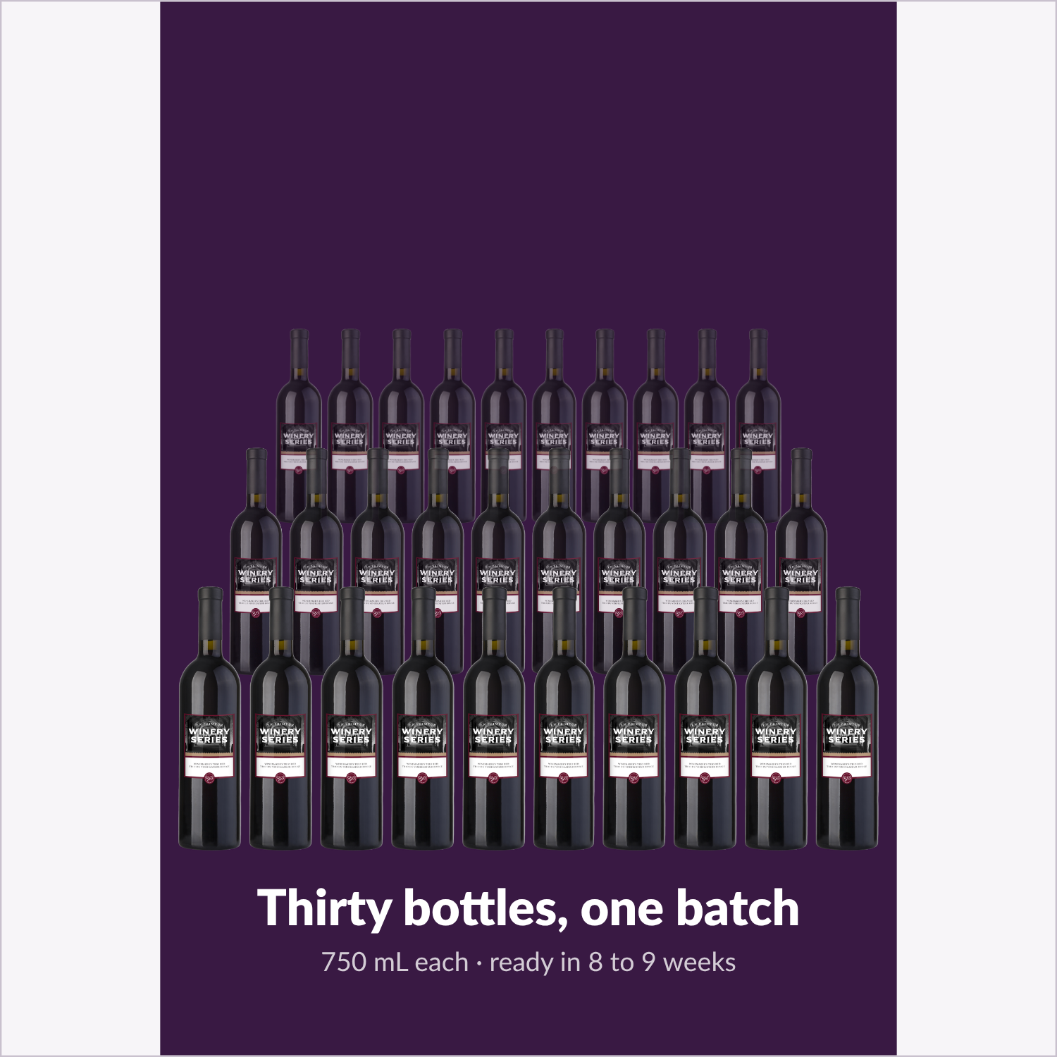 A full batch of thirty 750 mL bottles of En Primeur Winery Series Winemaker's Trio Red