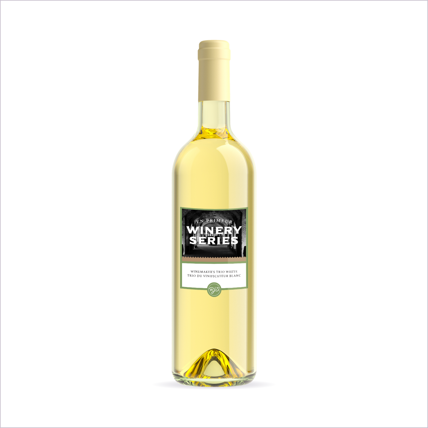 En Primeur Winery Series Winemaker's Trio White finished bottle on a white background