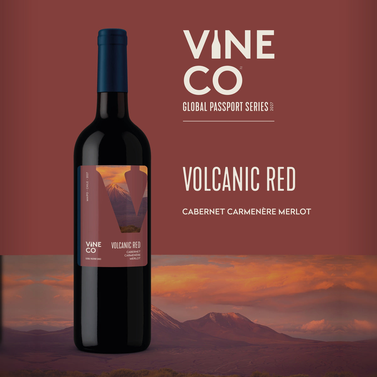 VineCo Global Passport Series 2027 Volcanic Red — Cabernet Carménère Merlot, Maipo Chile