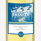 Close-up of the Heritage Estates Pinot Grigio label
