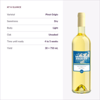 Heritage Estates Pinot Grigio at a glance: dry, light body, unoaked, ready in 4 to 5 weeks