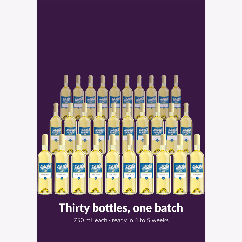 Thirty bottles of Heritage Estates Sauvignon Blanc from one batch