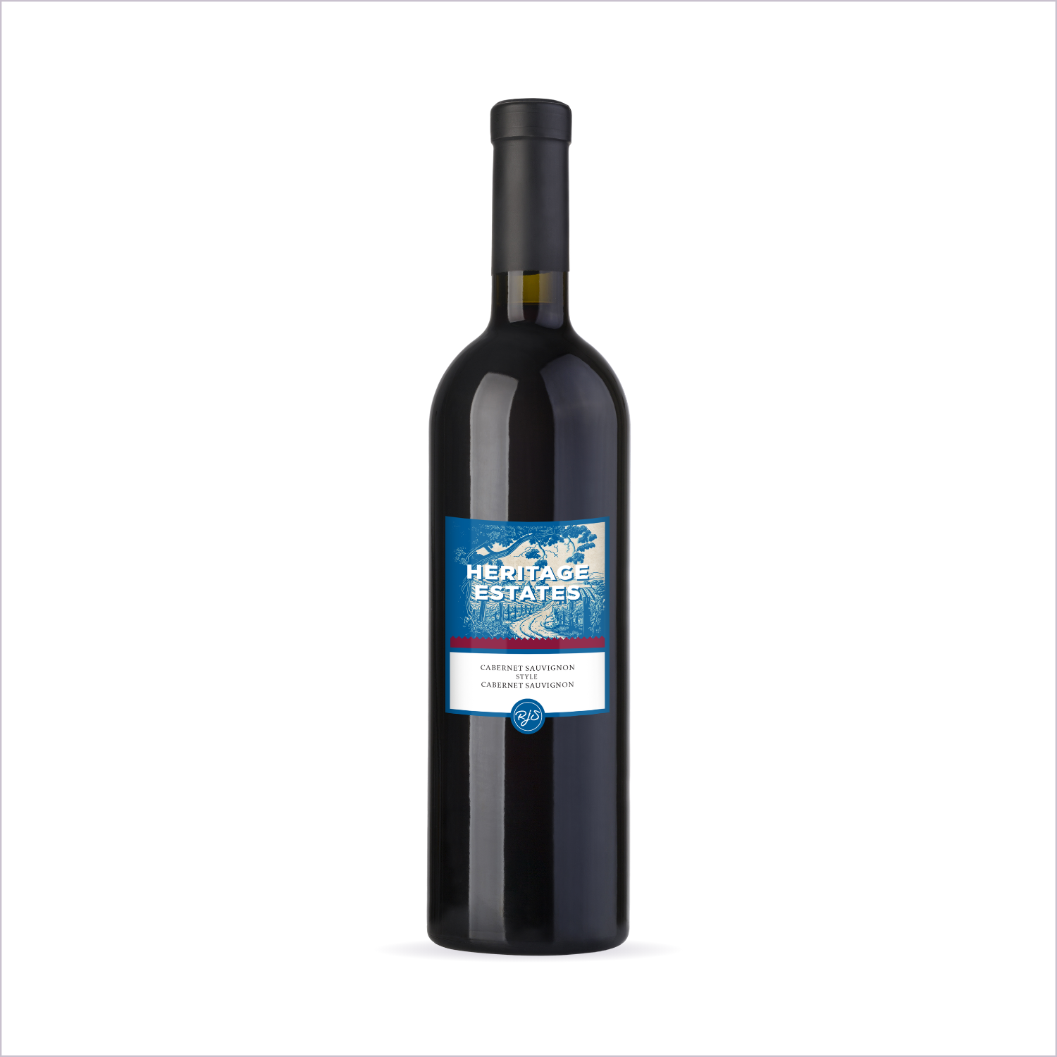 Heritage Estates Cabernet Sauvignon bottle on a white background