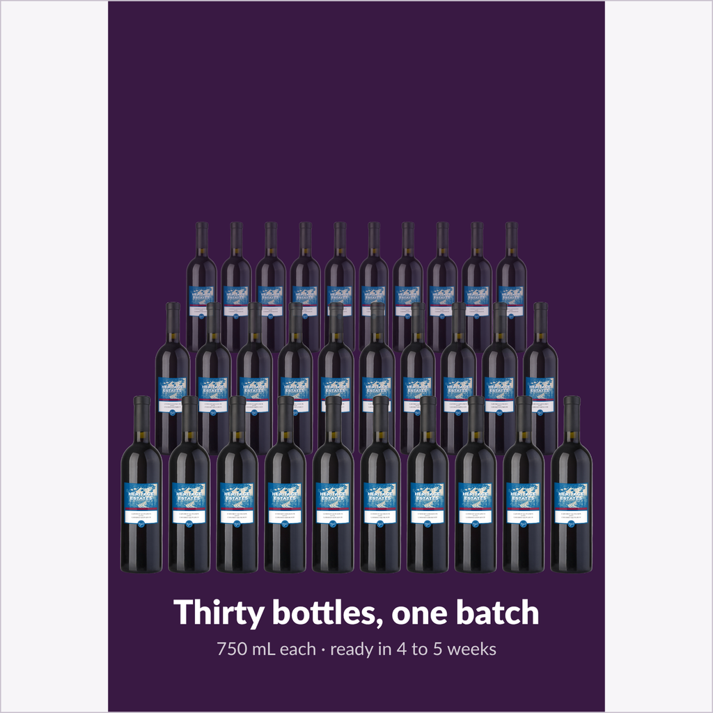 Thirty bottles of Heritage Estates Cabernet Sauvignon from one batch