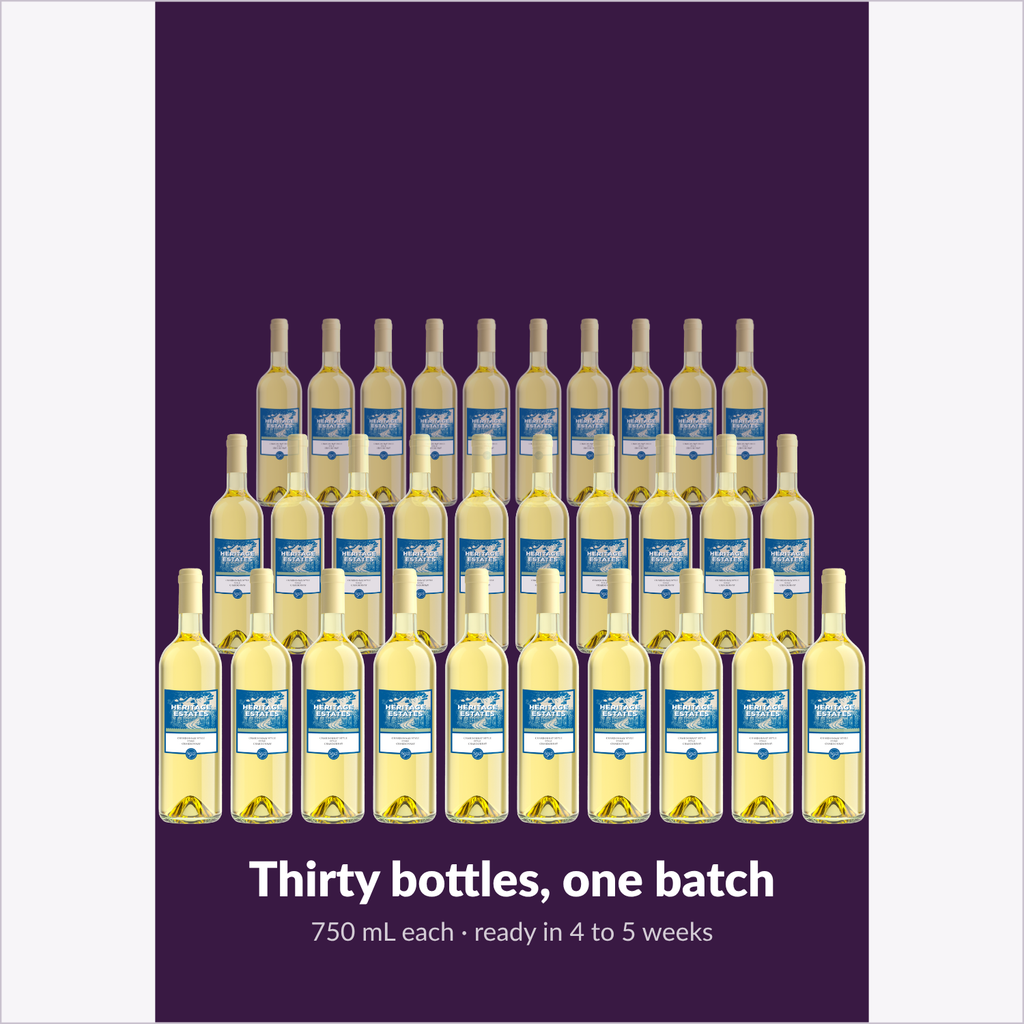 Thirty bottles of Heritage Estates Chardonnay from one batch