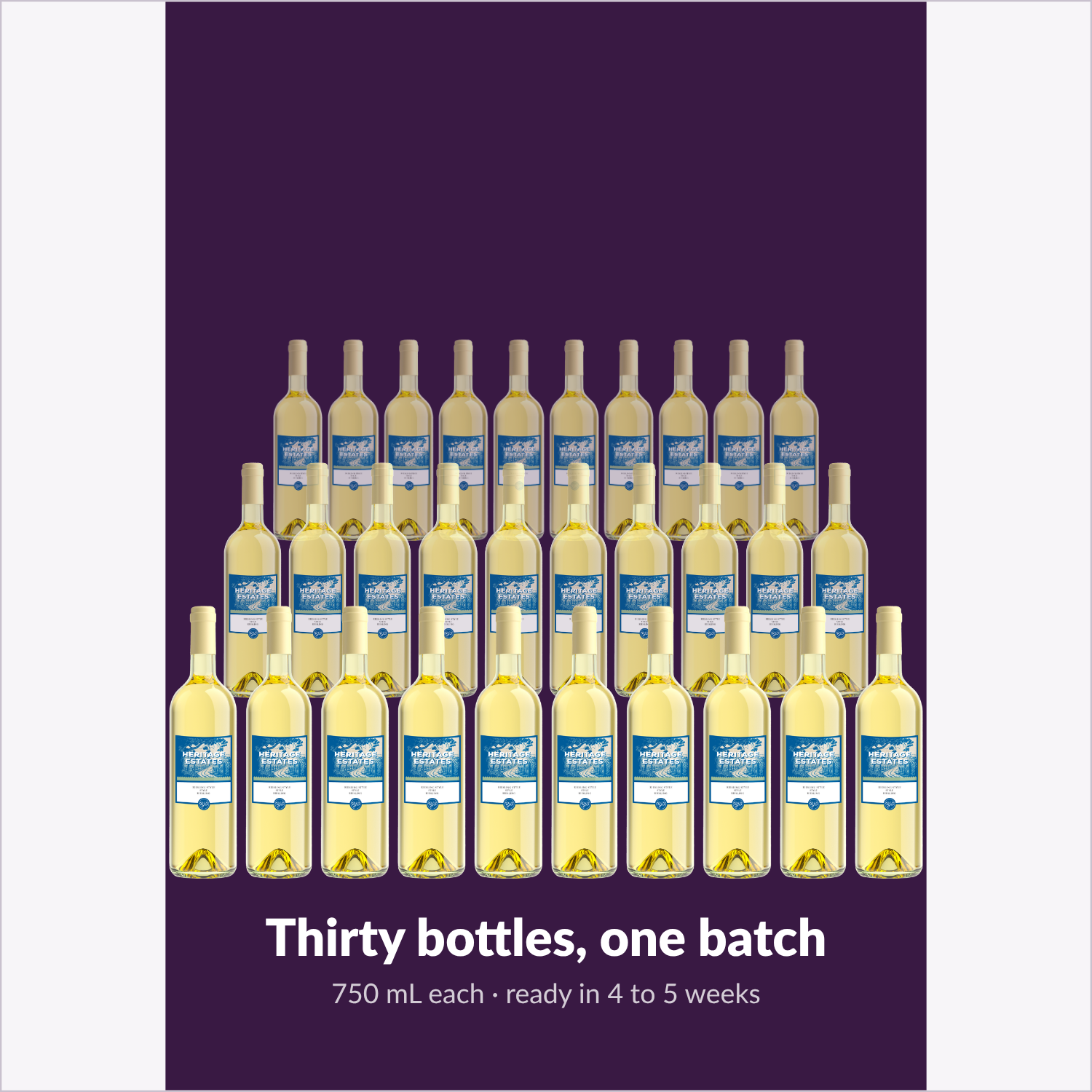 Thirty bottles of Heritage Estates Riesling from one batch