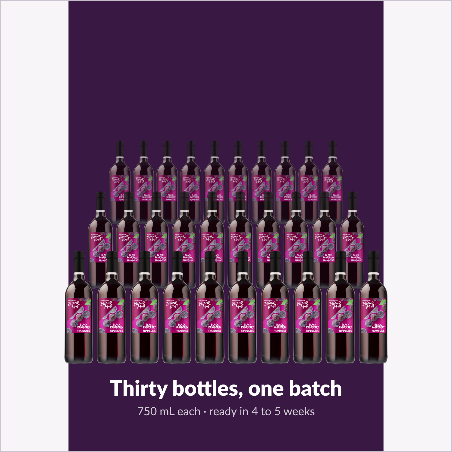 Thirty bottles, one batch — Island Mist Black Raspberry