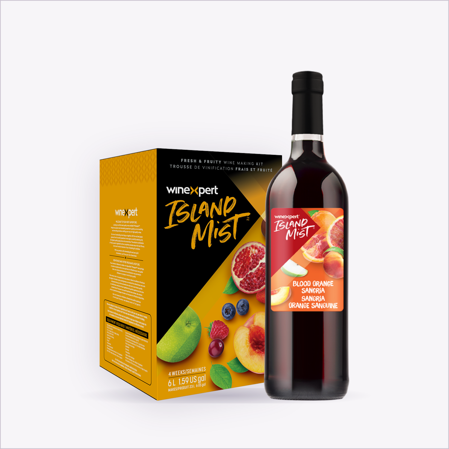 Island Mist Blood Orange Sangria wine kit and finished bottle