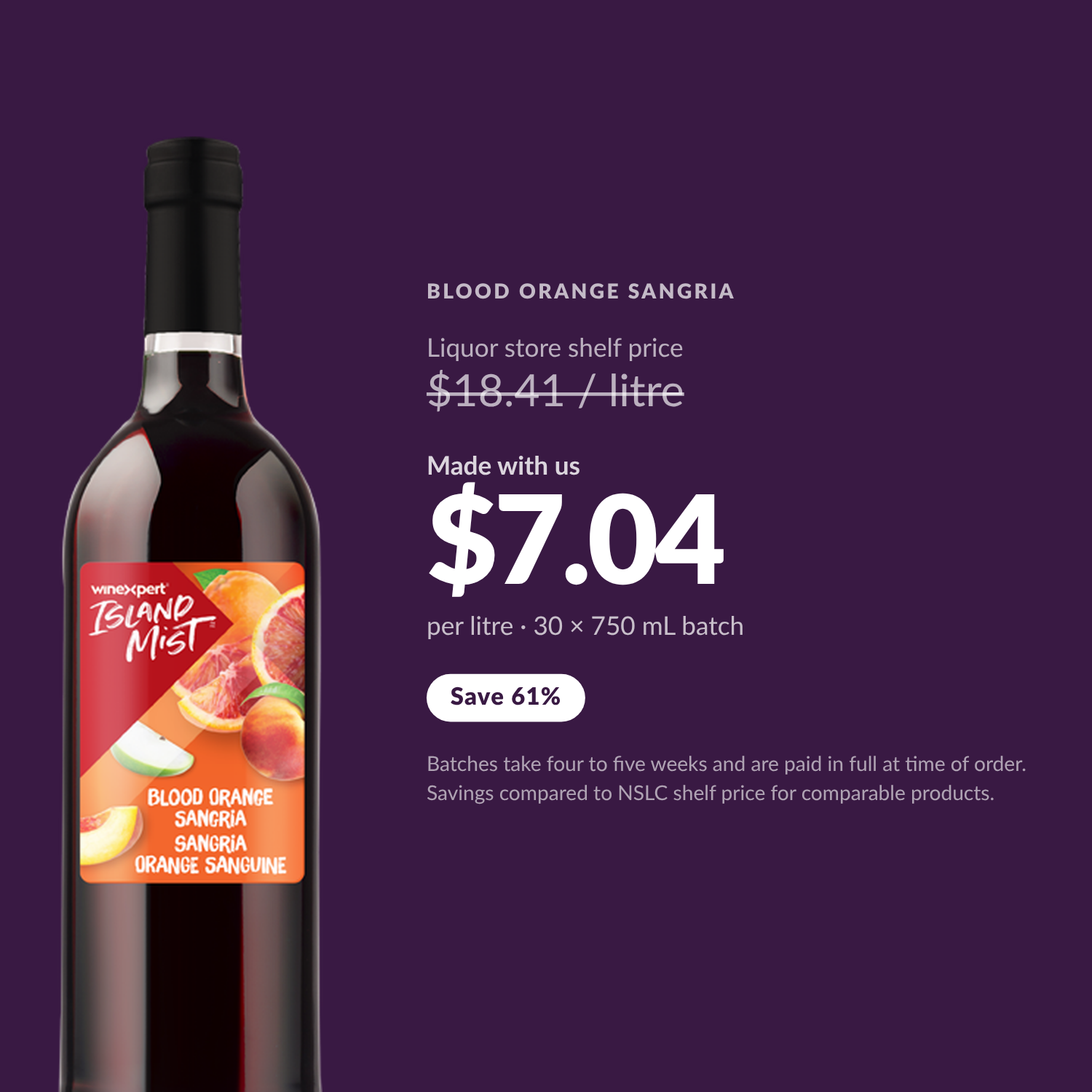 Island Mist Blood Orange Sangria $7.04 per litre made with us — Save 61%