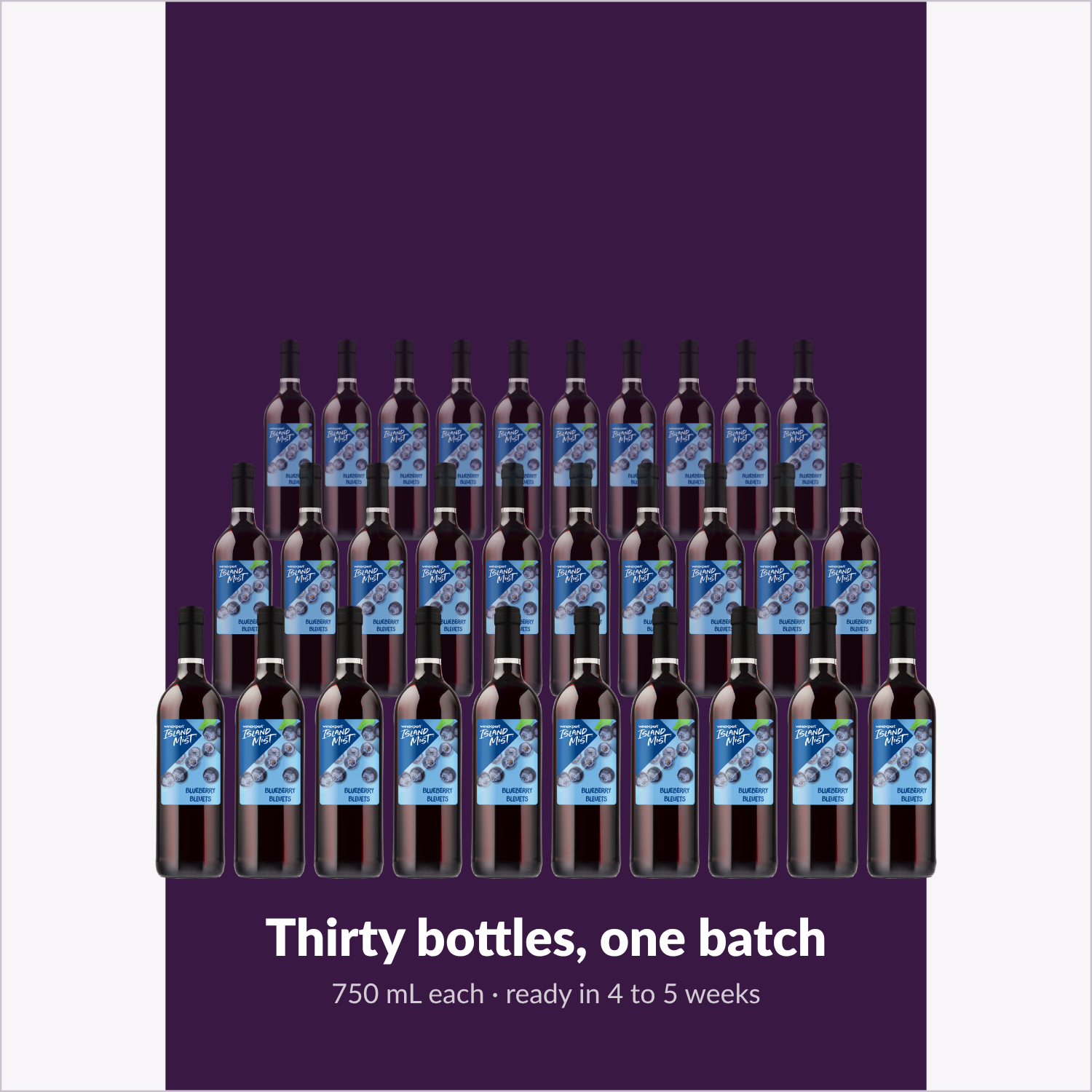 Thirty bottles, one batch — Island Mist Blueberry