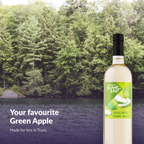 Island Mist Green Apple bottle by a forest lake