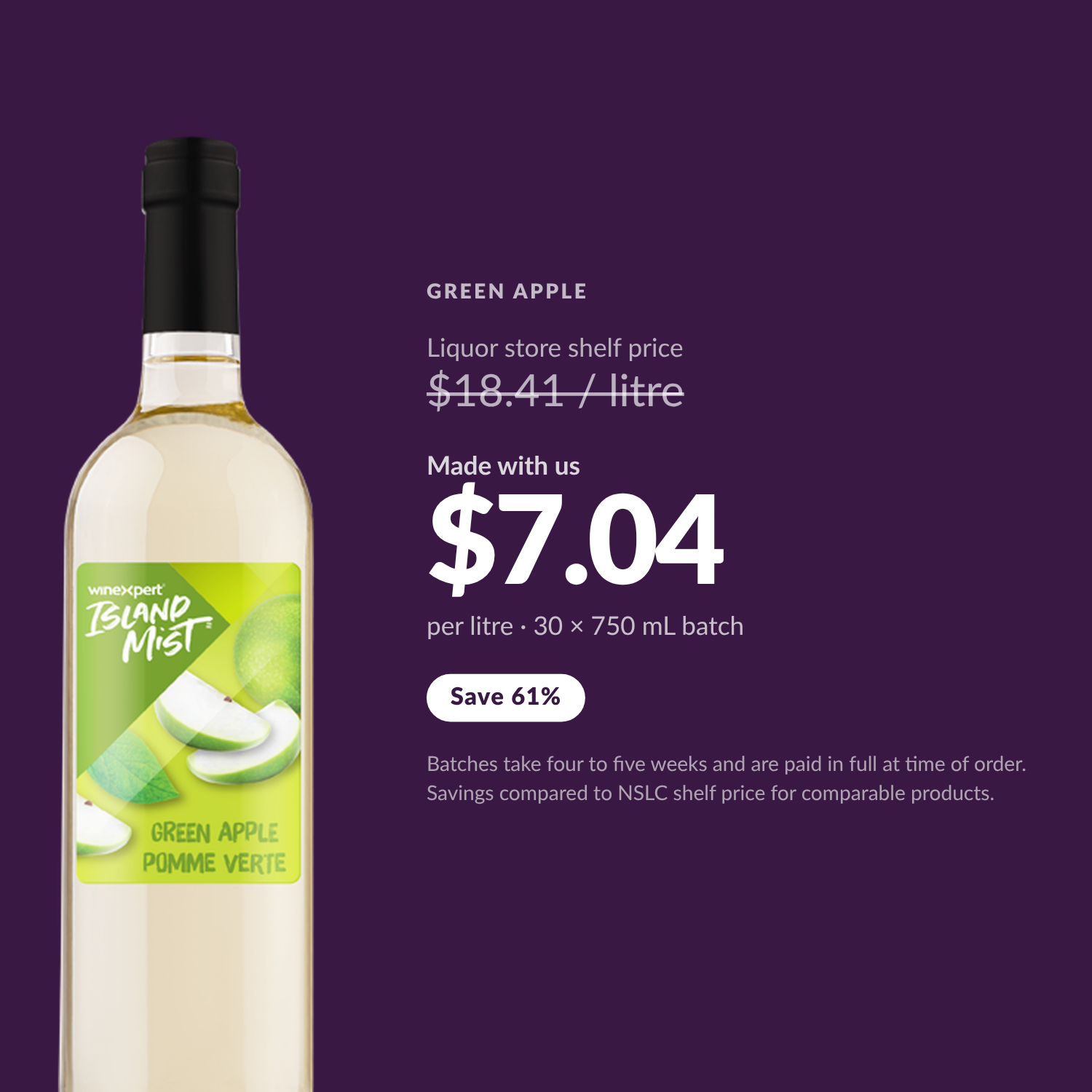 Island Mist Green Apple $7.04 per litre made with us — Save 61%