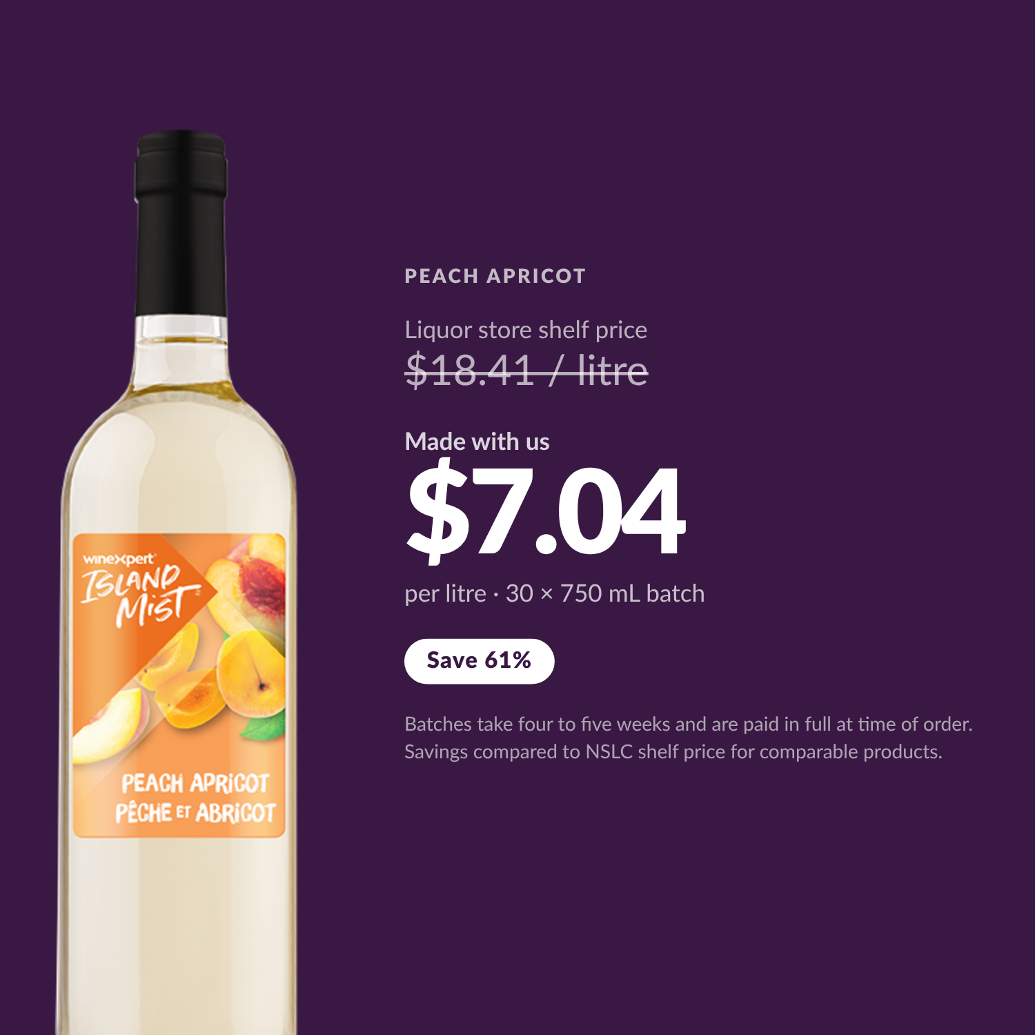 Island Mist Peach Apricot $7.04 per litre made with us — Save 61%