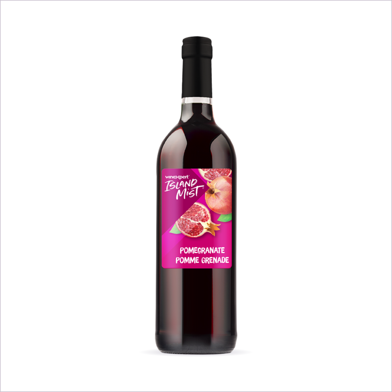 Island Mist Pomegranate bottle on white