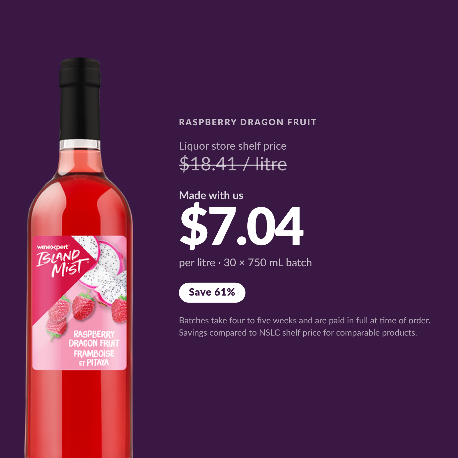 Island Mist Raspberry Dragon Fruit $7.04 per litre made with us — Save 61%