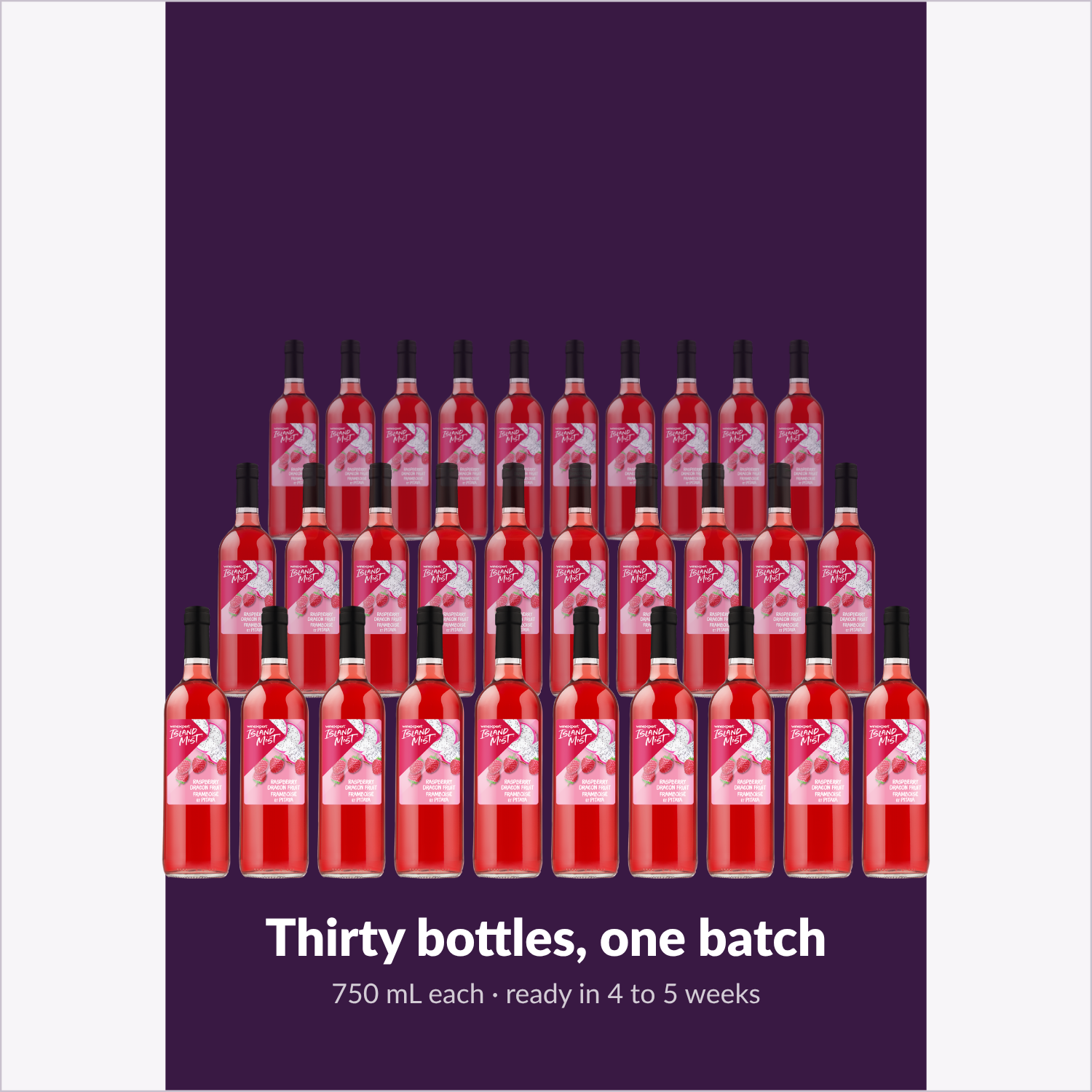 Thirty bottles, one batch — Island Mist Raspberry Dragon Fruit