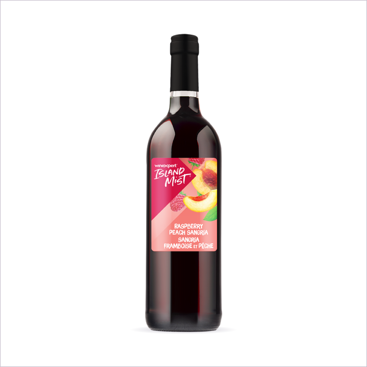 Island Mist Raspberry Peach Sangria bottle on white