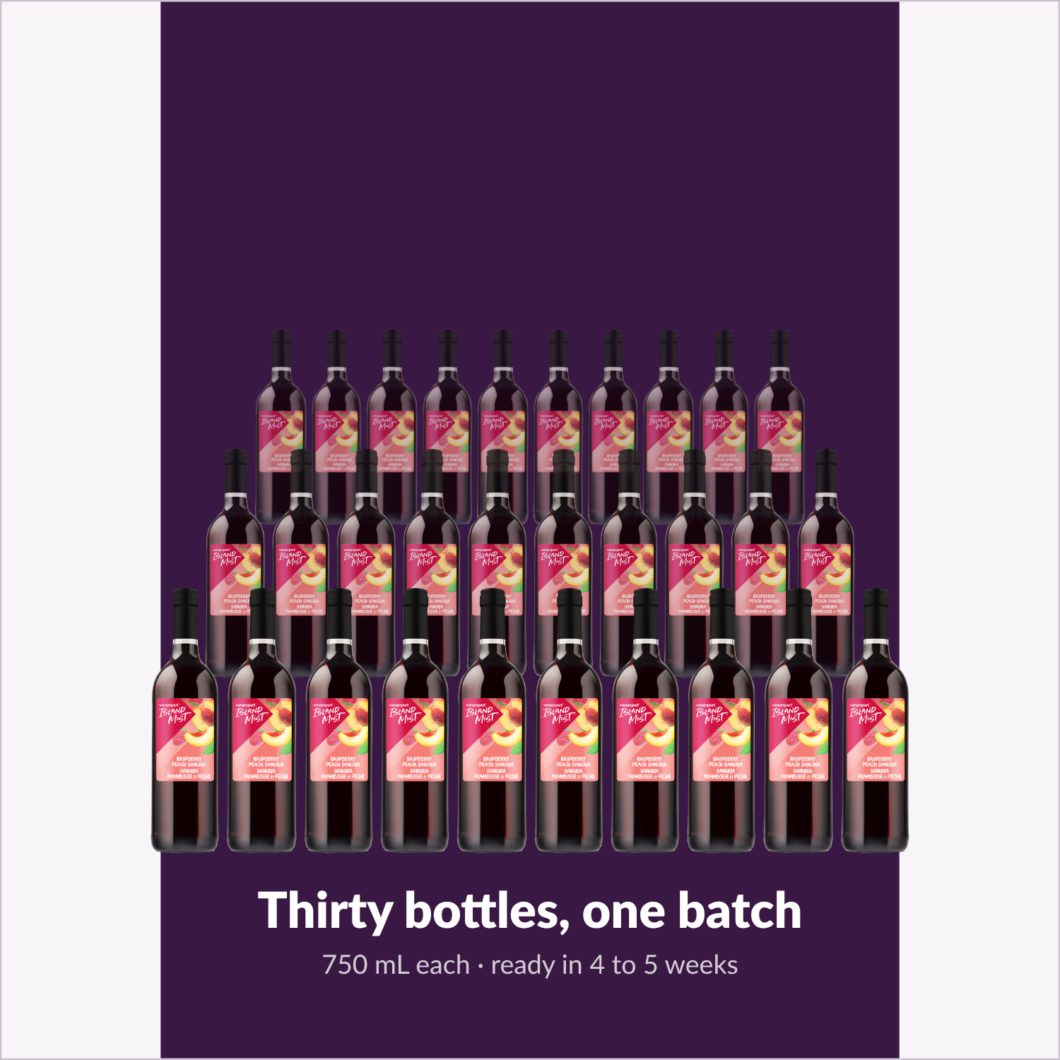 Thirty bottles, one batch — Island Mist Raspberry Peach Sangria