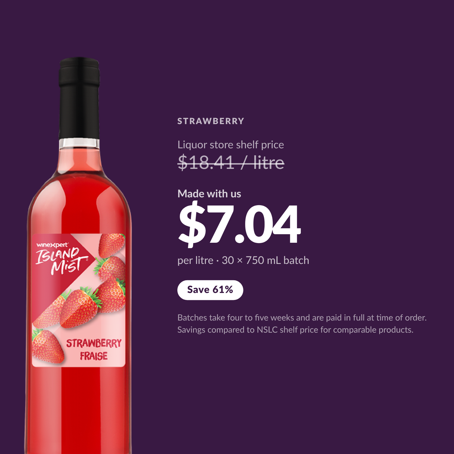 Island Mist Strawberry $7.04 per litre made with us — Save 61%