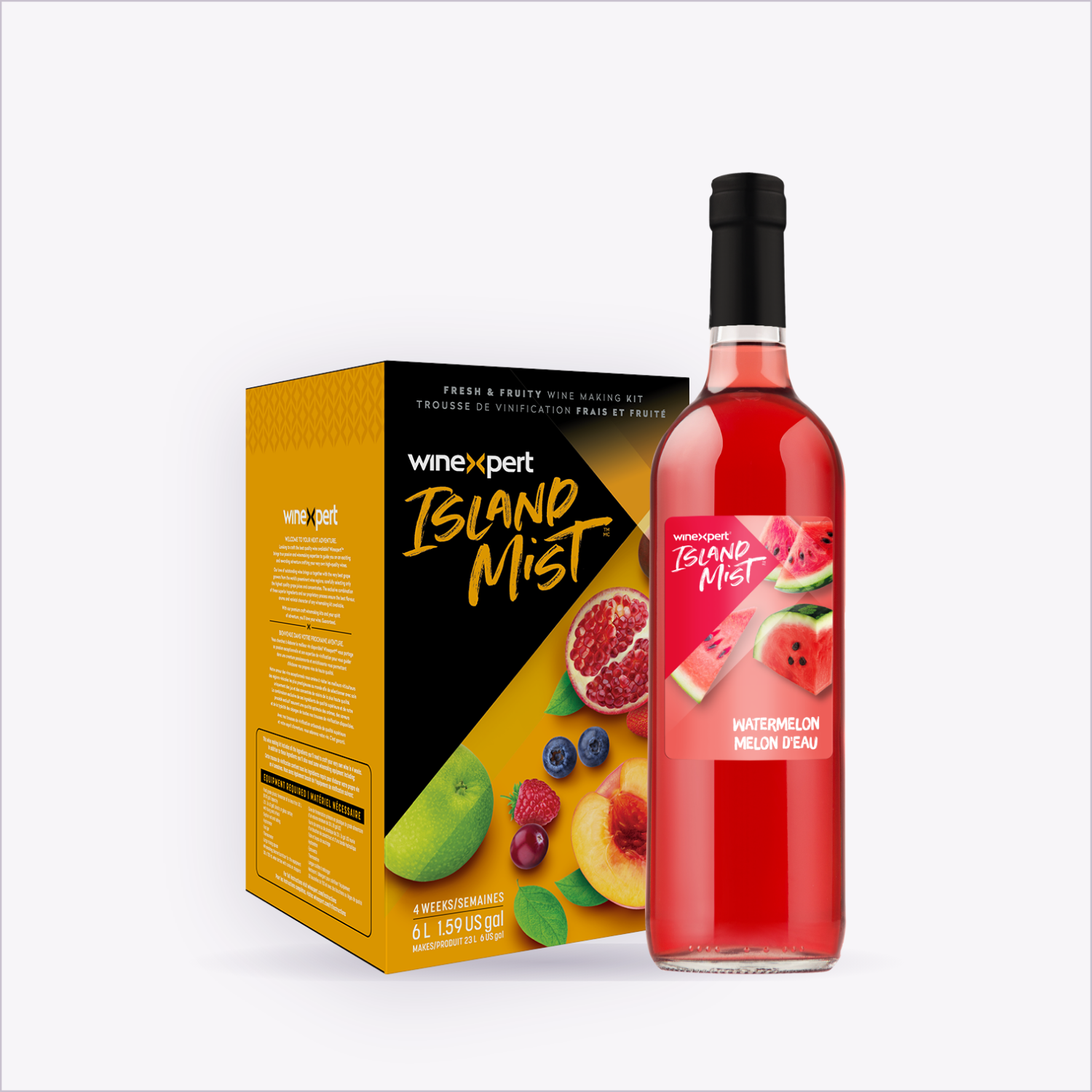Island Mist Watermelon wine kit and finished bottle