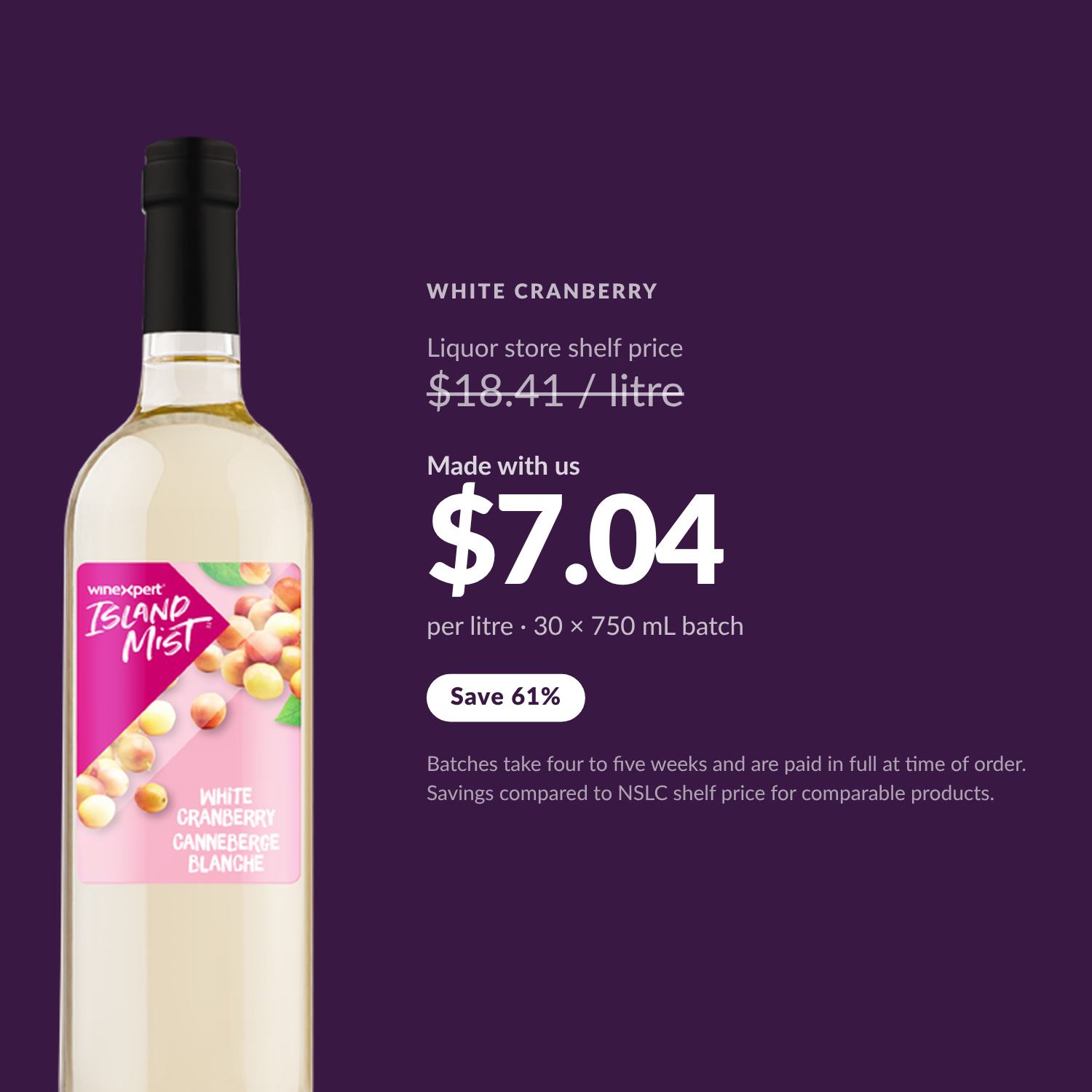 Island Mist White Cranberry $7.04 per litre made with us — Save 61%