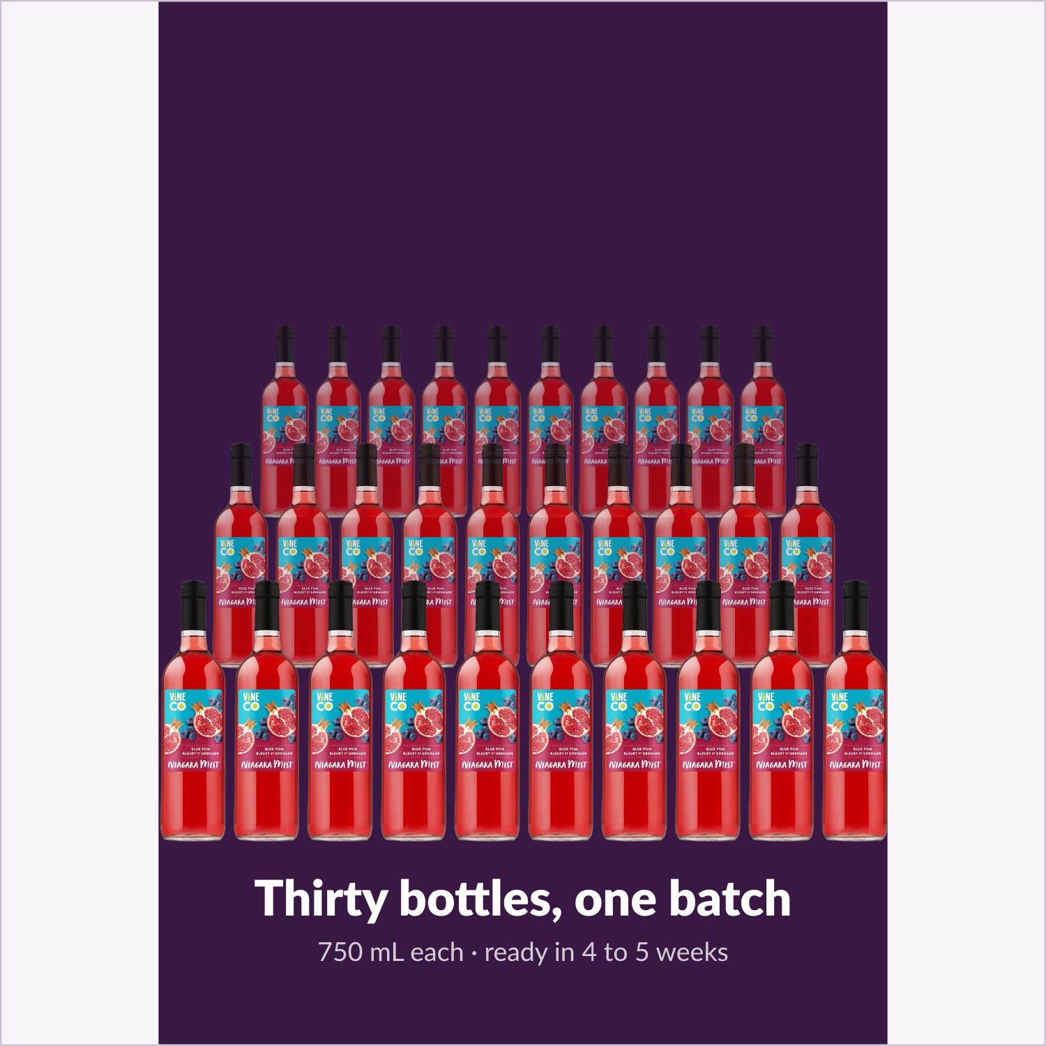Thirty bottles, one batch — Niagara Mist Blue Pom